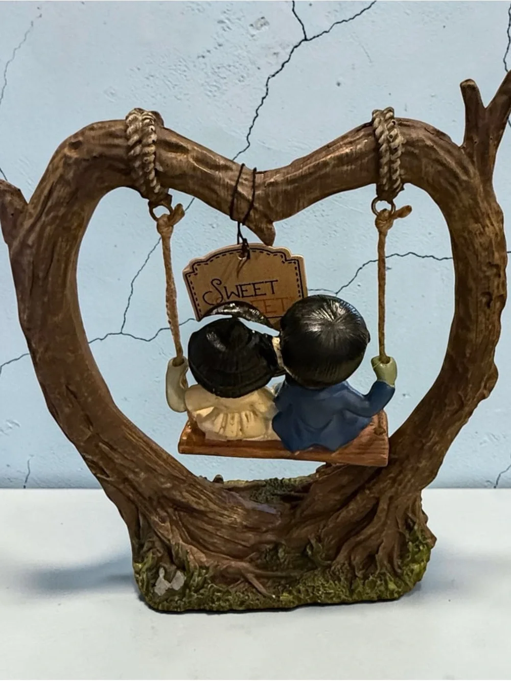 Cute Frankenstein and Bride Swing Figurine - Yellow & Blue